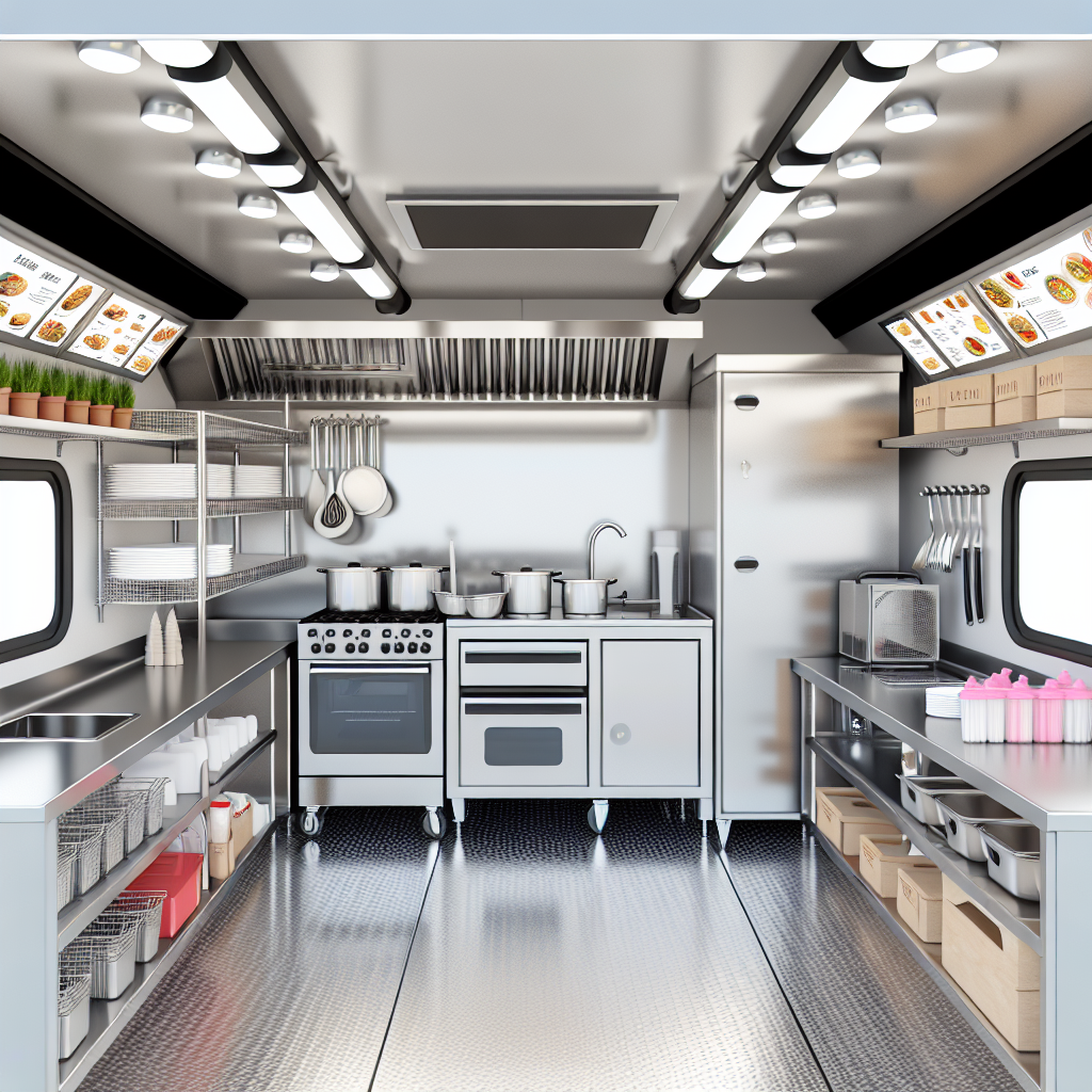 Illustration of food truck interior features