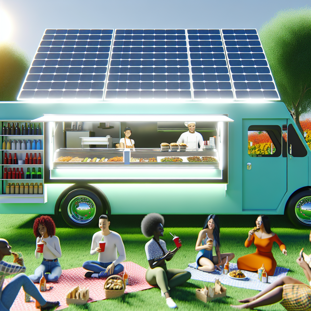 Modern food truck powered by solar panels