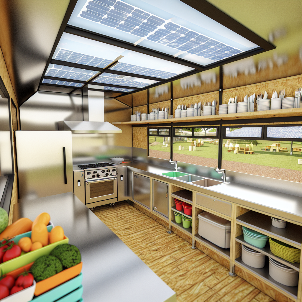 Interior view of a solar-powered food truck