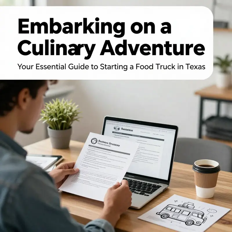 An entrepreneur navigates the business registration process, vital for launching a food truck.