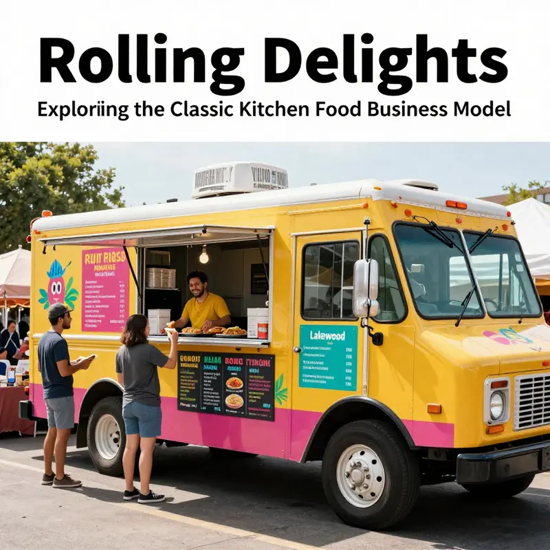 The bustling atmosphere of a classic kitchen food truck at a popular Lakewood street market.