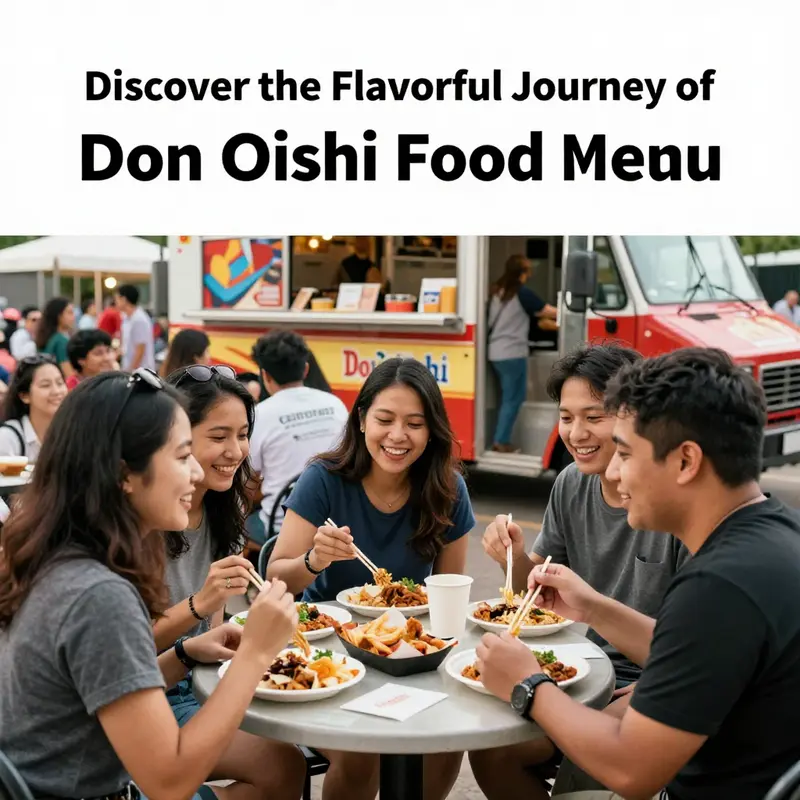 A tempting selection of signature dishes from Don Oishi Food Truck, representing the vibrant flavors of their Japanese fusion menu.
