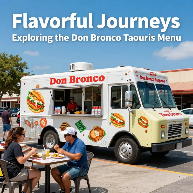 The Don Bronco Taqueria food truck bustling with customers in a lively outdoor setting.