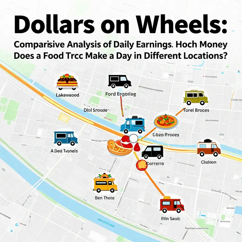 A bustling food truck scene illustrating daily revenue potential.