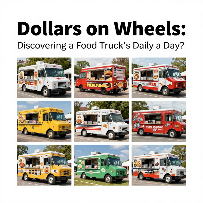 A bustling food truck scene illustrating daily revenue potential.