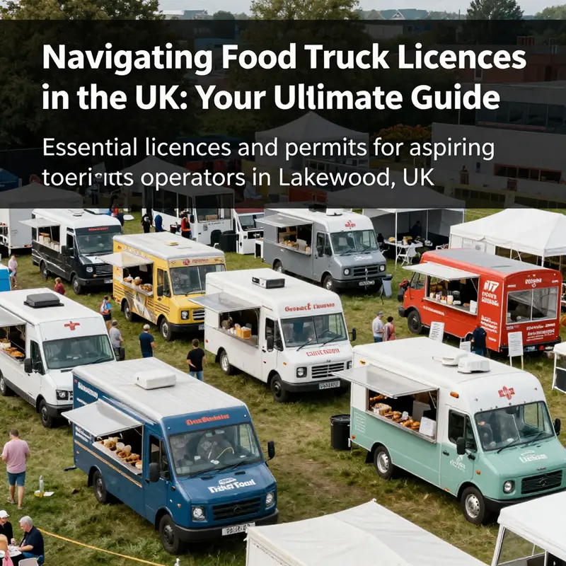 A bustling food truck festival scene in Lakewood featuring diverse food trucks and happy patrons.