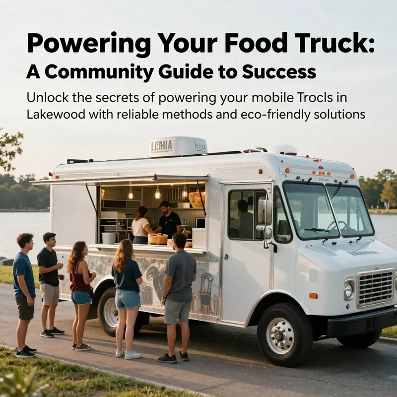 A food truck in Lakewood serving happy customers with a scenic lake view in the background.