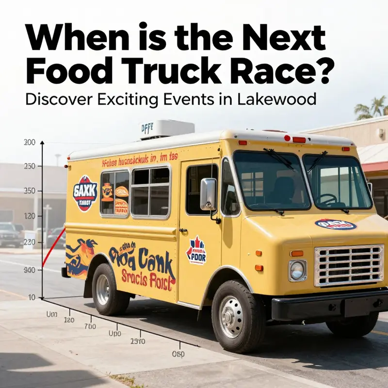 A lively food truck race event in Lakewood, capturing the enthusiasm and community spirit.