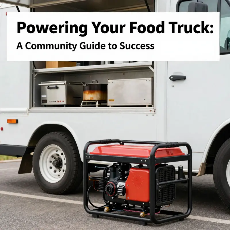 A food truck utilizing an external power supply at a bustling local festival.