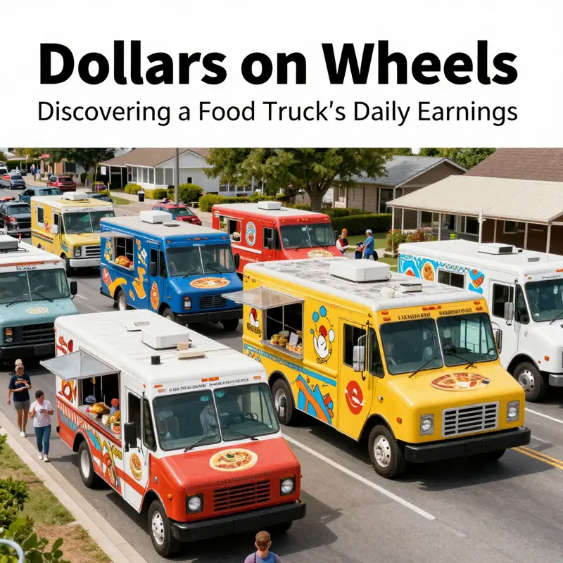 A lively food truck event with various trucks and happy customers enjoying street food.