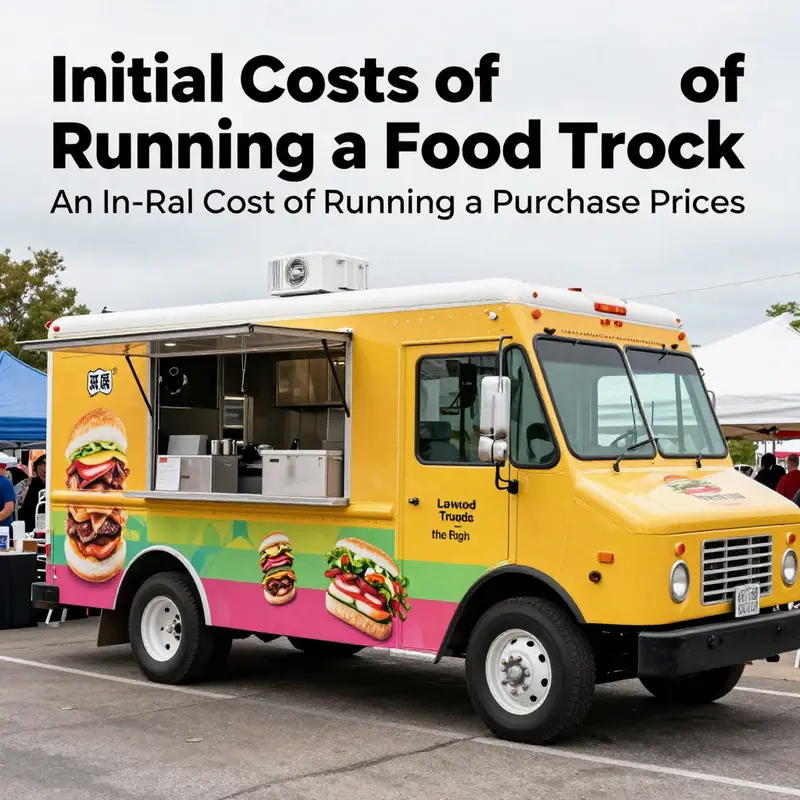 The colorful food truck representing the significant initial investment needed to start a food truck business.