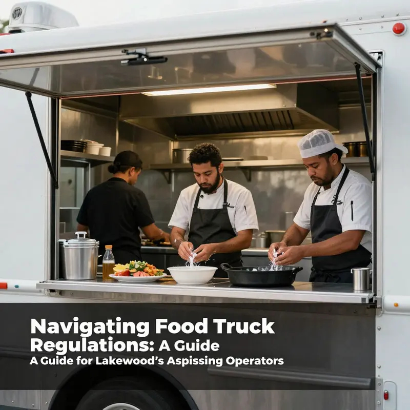 Food truck operators practicing health and safety standards in their mobile kitchens.
