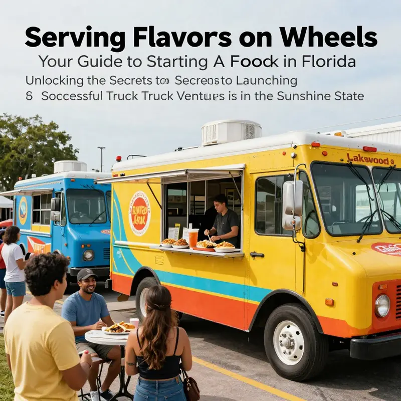 A bustling food truck festival in Lakewood, displaying colorful trucks and joyful customers enjoying various dishes.
