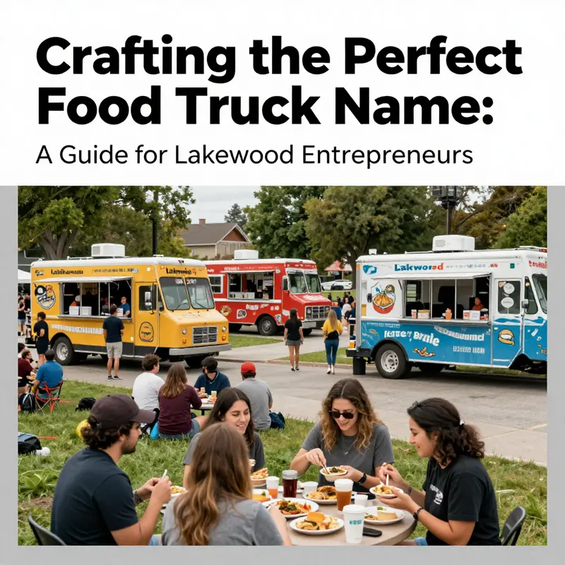 A vibrant scene with food trucks in Lakewood park, capturing the essence of community dining and cultural diversity.