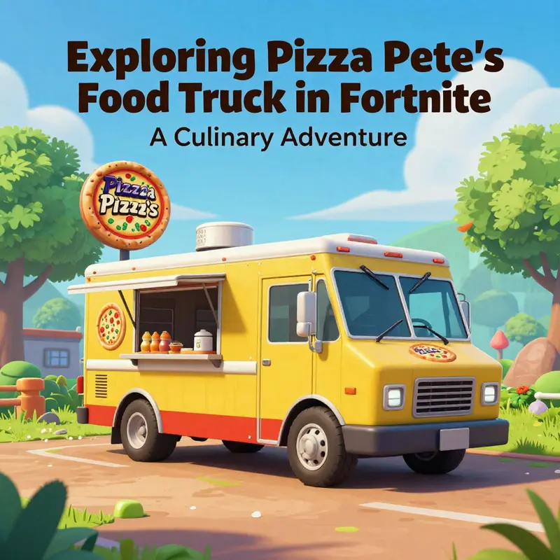 Pizza Pete’s Food Truck, situated just east of the Toilet Factory in Fortnite.