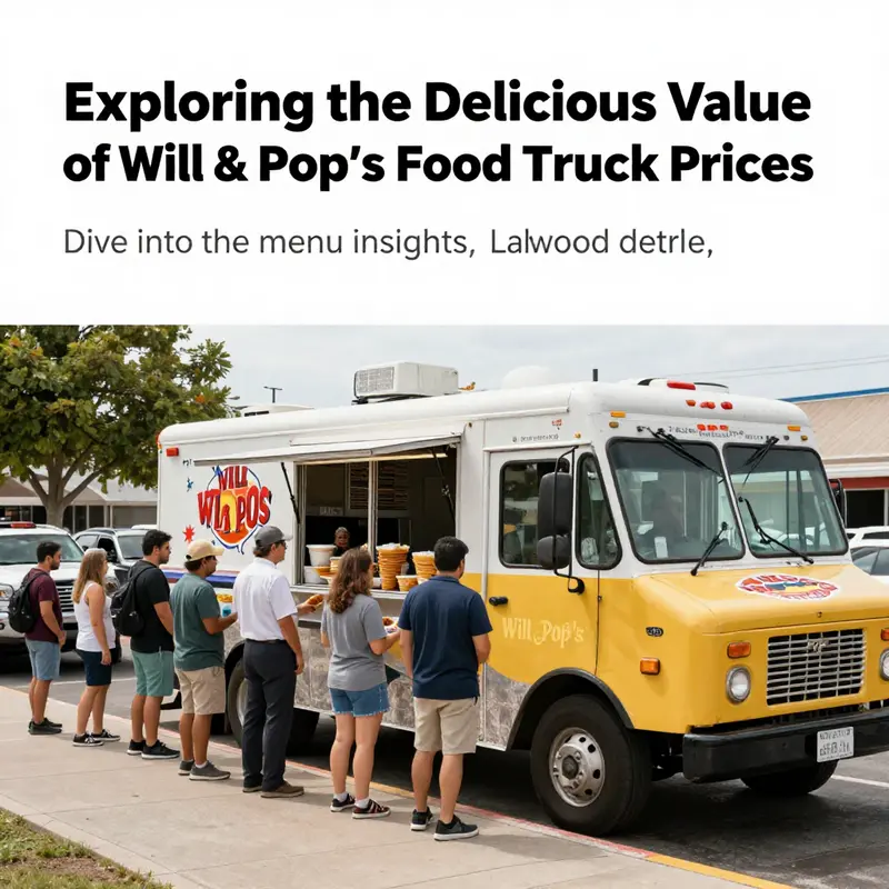Will & Pop's food truck at a busy location in Lakewood, with eager customers lining up to enjoy their meals.