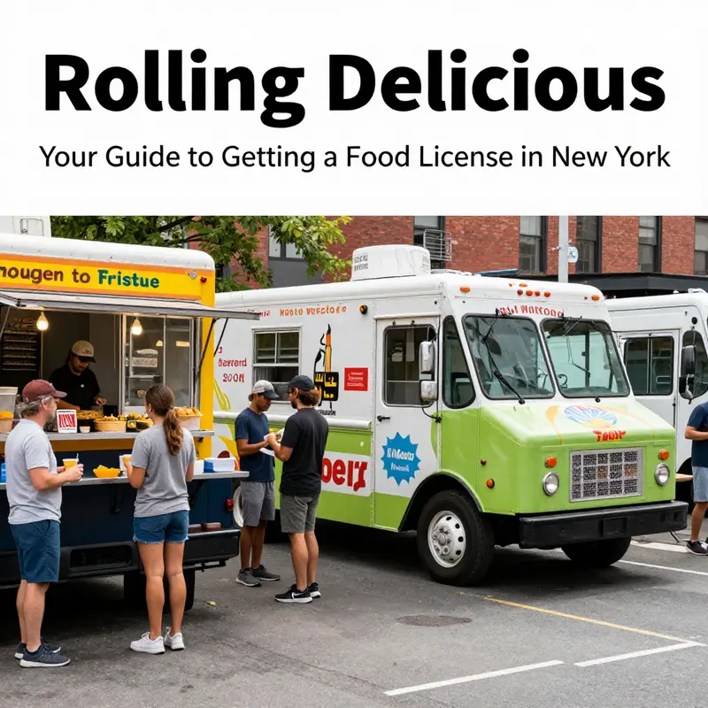 Diverse food trucks parked on a busy street, representing the vibrant food culture of NYC.