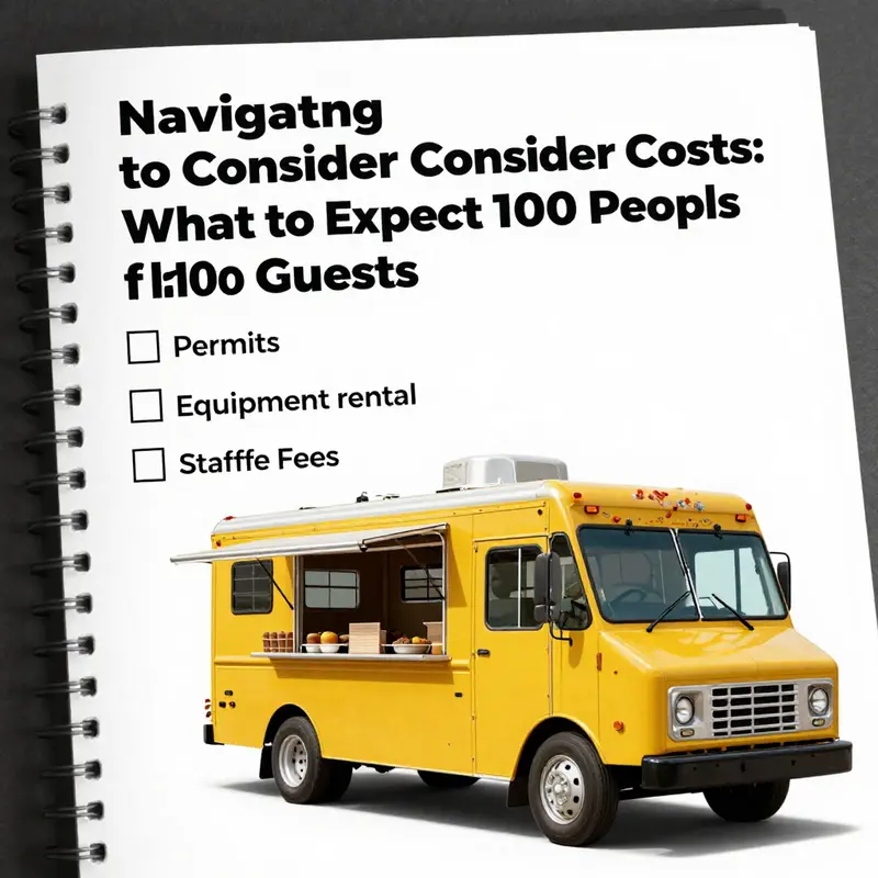 A vibrant food truck catering to a busy event, highlighting the potential costs for serving 100 guests.