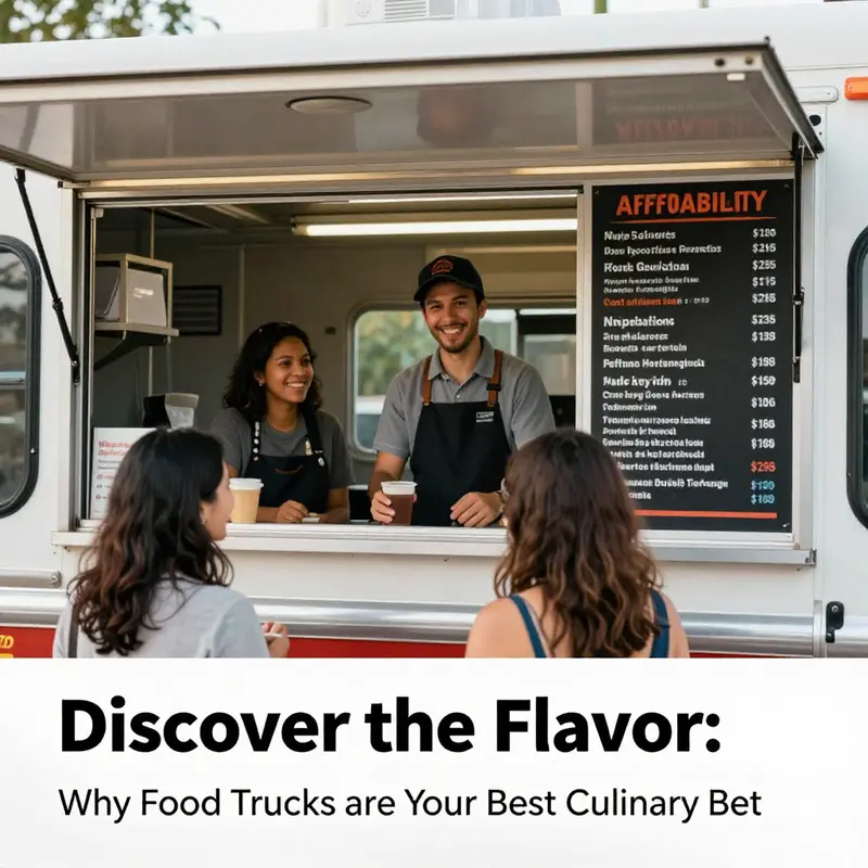 The vibrant intersection of urban life and food truck culture, showcasing the accessibility of food trucks in busy city areas.