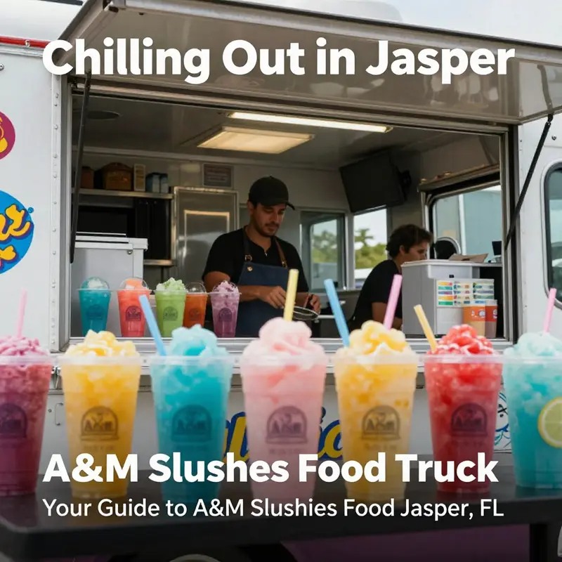 A bright display of slushies served from A&M Slushies Food Truck, showcasing different flavors appealing to visitors.