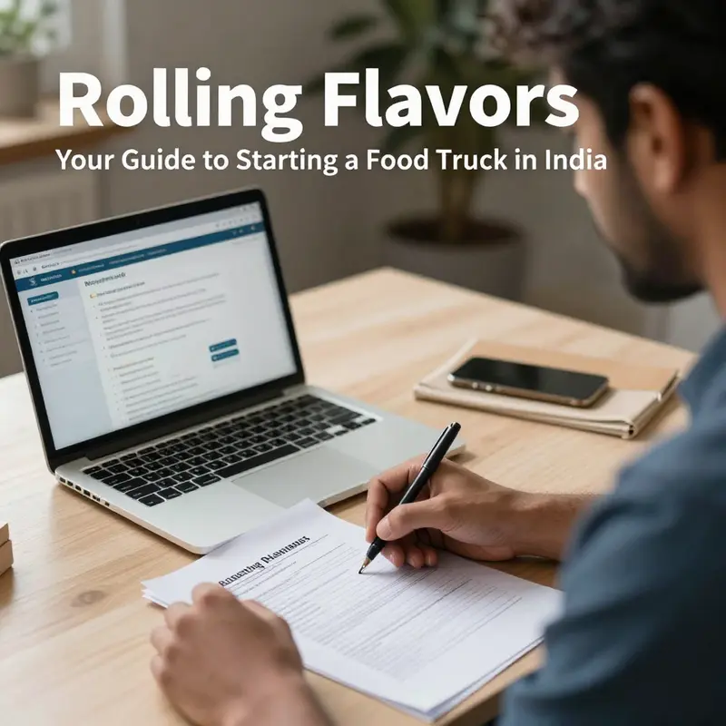 Diverse food trucks showcasing different kitchen setups in a lively street food environment.