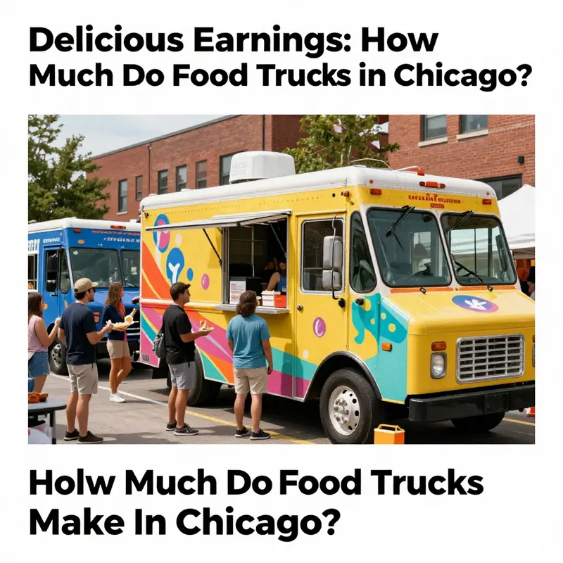 A lively food truck festival in Chicago with multiple food trucks and satisfied customers enjoying various dishes.