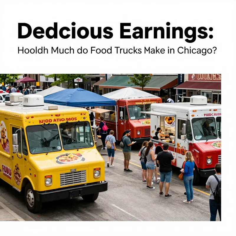 A bustling Chicago street filled with diverse food trucks attracting eager customers.