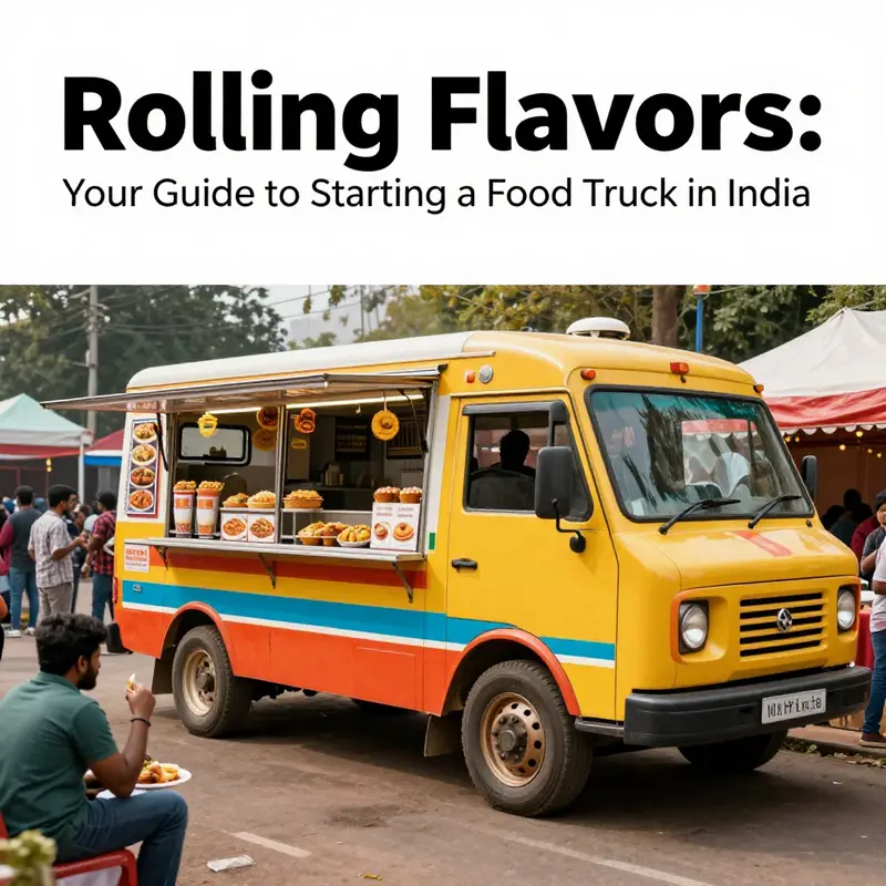 A colorful food truck surrounded by patrons enjoying street food at a lively event.
