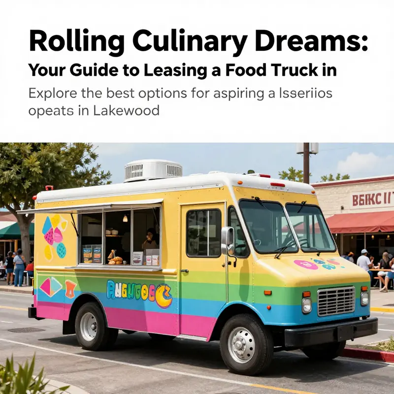 A colorful food truck in Lakewood surrounded by enthusiastic customers enjoying diverse food options on a bright day.