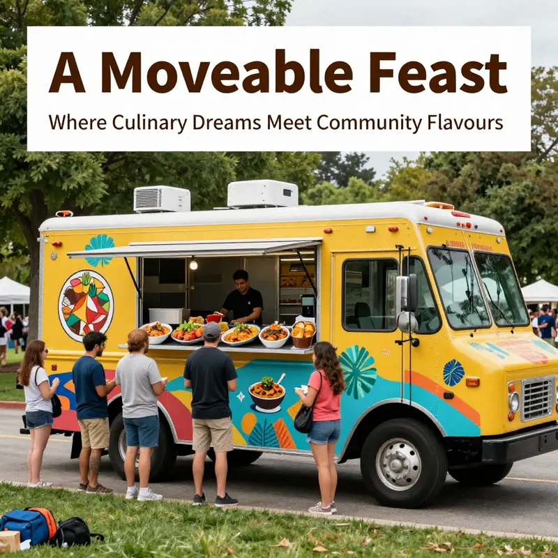 A Moveable Feast Food Truck serving the Lakewood community with fresh, colorful dishes.