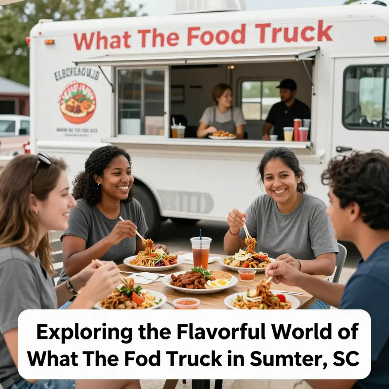 Customers enjoying flavorful meals from What The Food Truck, capturing the essence of culinary delight.