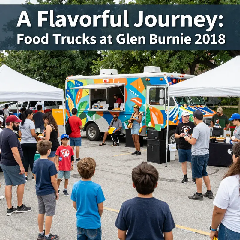 Food trucks lining the streets of Glen Burnie during a vibrant event in 2018.