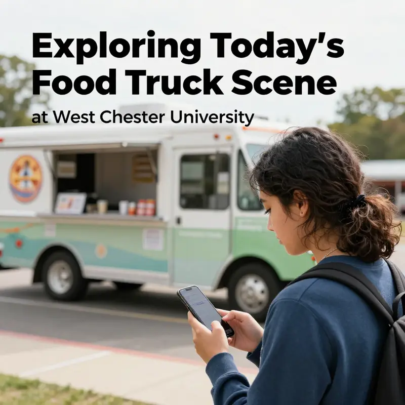 Food trucks lining the campus of West Chester University, ready to serve hungry students.