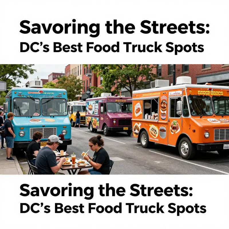 Foggy Bottom bustles with food trucks offering a variety of delicious street food.