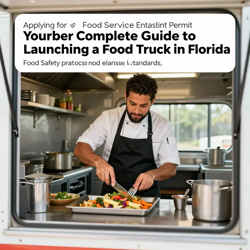 An entrepreneur diligently working on obtaining their food truck business license.