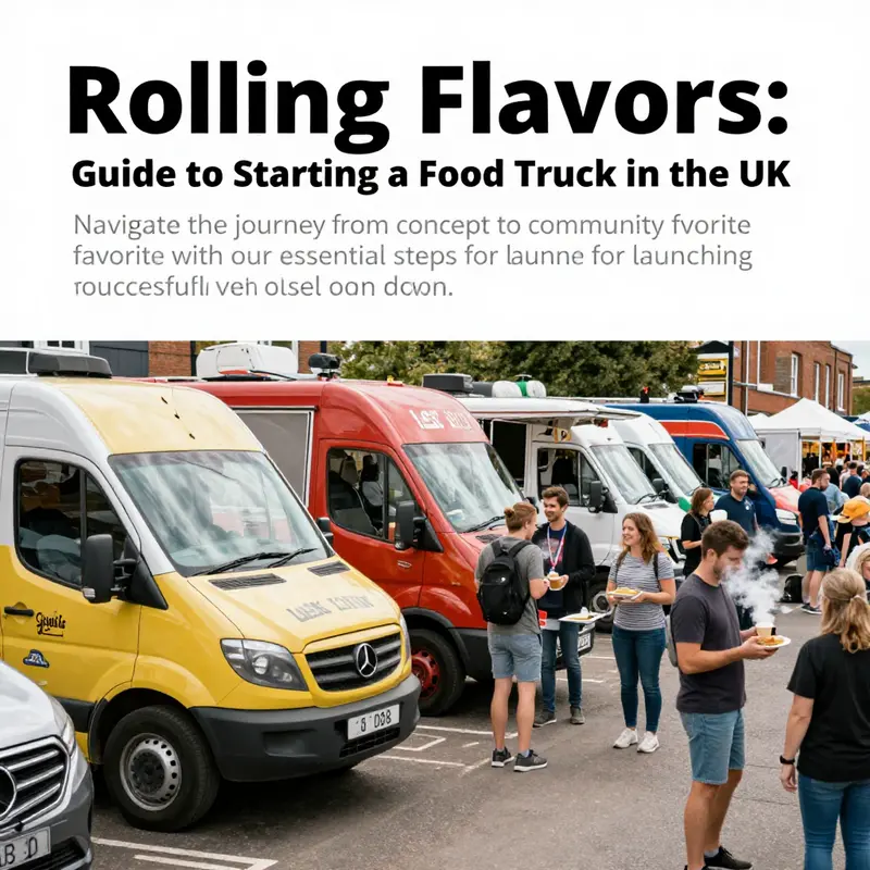 A vibrant street food festival with several food trucks offering a variety of dishes, representing community spirit and culinary diversity.