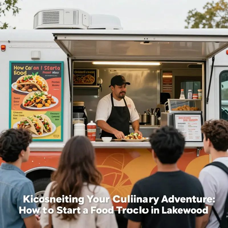 A lively park scene in Lakewood showcasing various food trucks, symbolizing community and culinary adventures.