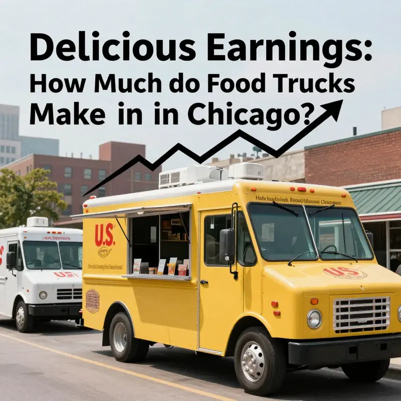 A bustling Chicago street filled with diverse food trucks attracting eager customers.