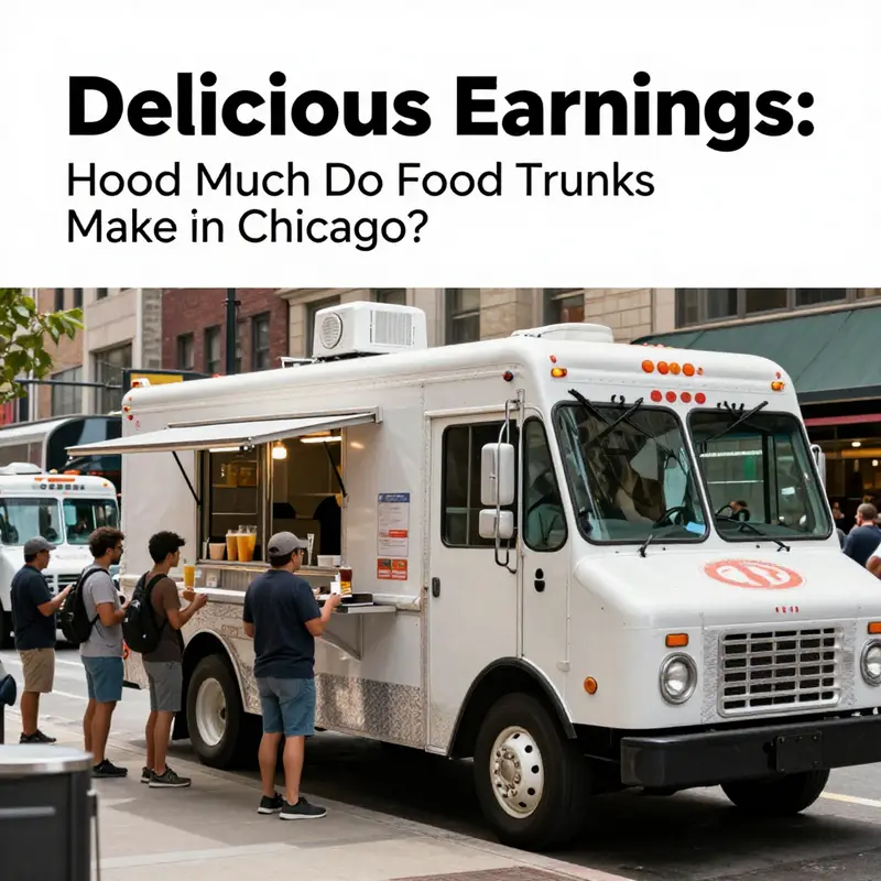 A bustling Chicago street filled with diverse food trucks attracting eager customers.