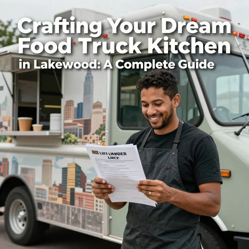 A food truck operator studying local licensing requirements in a vibrant Lakewood setting.
