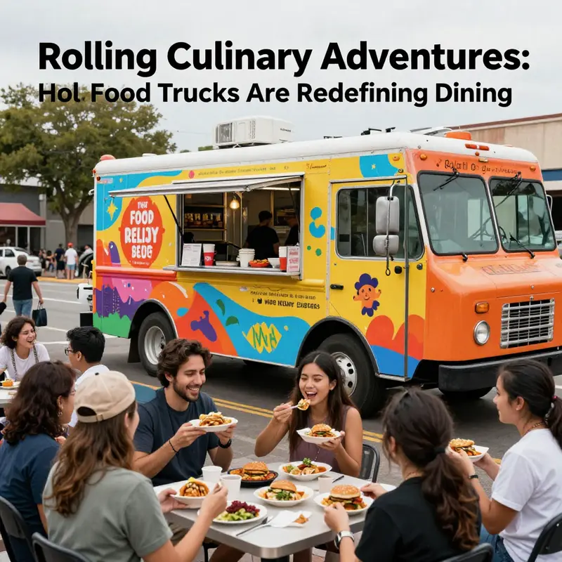 A lively food truck environment showcasing unique culinary delights that captivate customers.