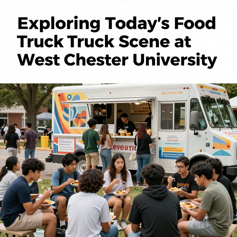 Food trucks lining the campus of West Chester University, ready to serve hungry students.