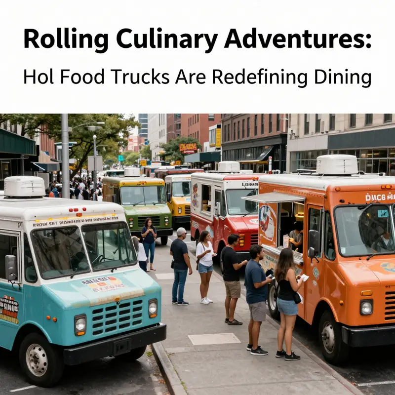 A lively food truck environment showcasing unique culinary delights that captivate customers.