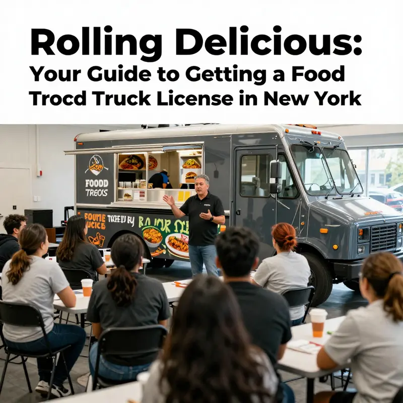 Diverse food trucks parked on a busy street, representing the vibrant food culture of NYC.