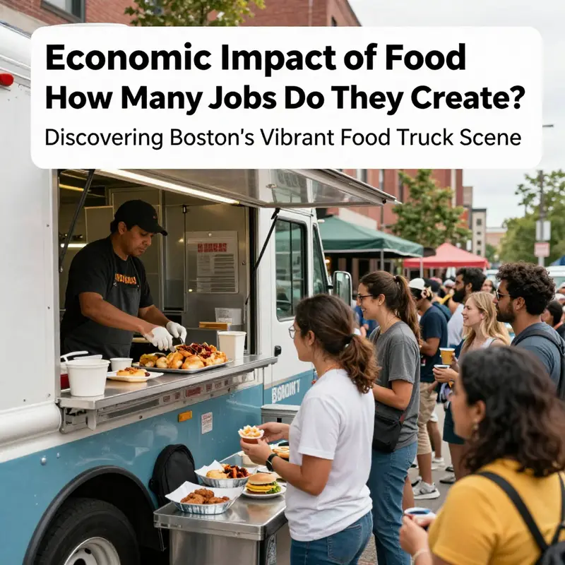 A lively street in Boston filled with diverse food trucks, reflecting the city’s vibrant culinary culture.