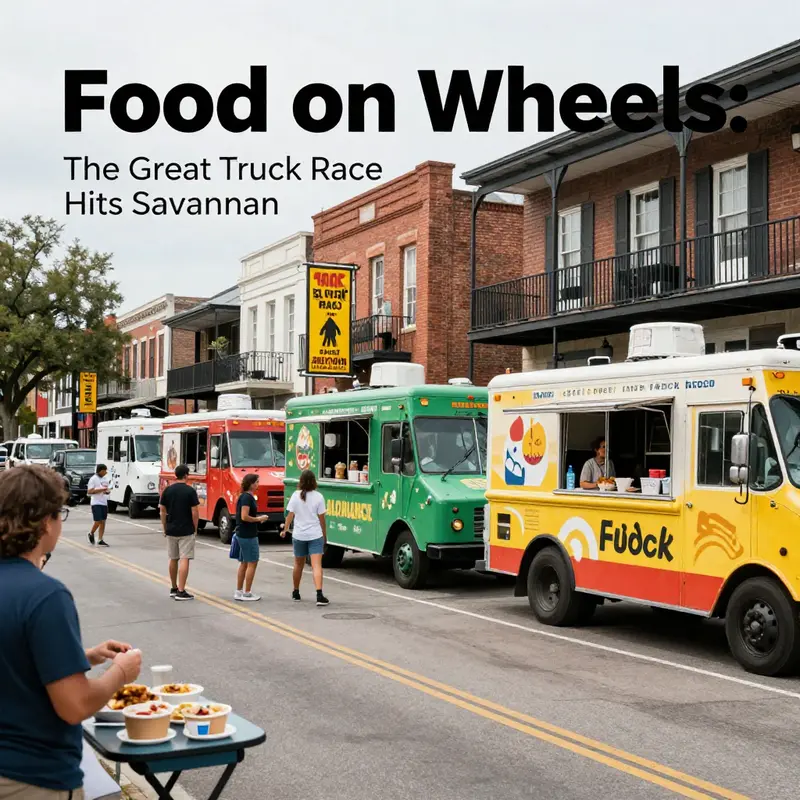 Food trucks gather in Savannah for the Great Food Truck Race on April 26, 2019, drawing crowds eager for culinary delights.