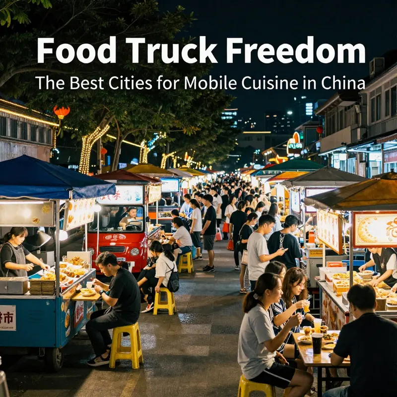 Food trucks enhancing Shanghai’s vibrant street food culture.