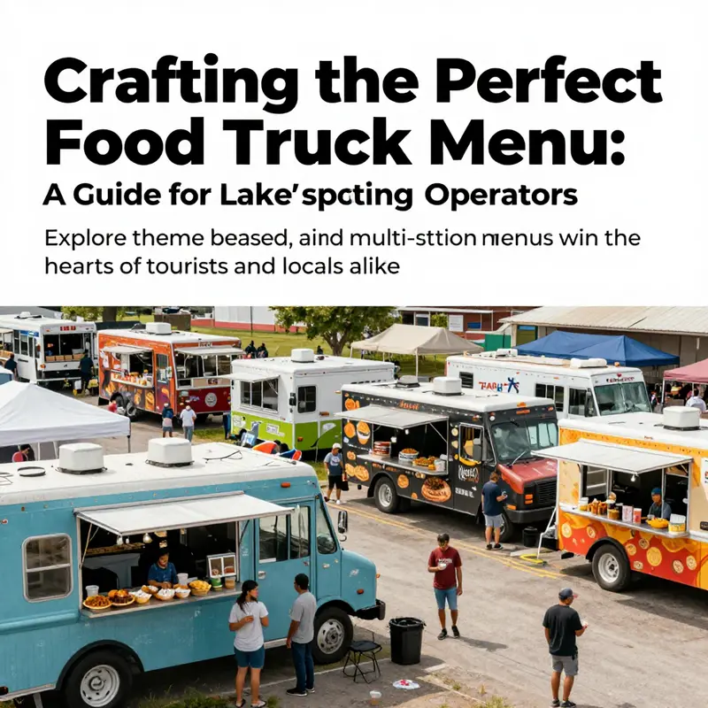 A lively Lakewood food truck festival with various trucks offering diverse cuisines and happy customers enjoying their meals.