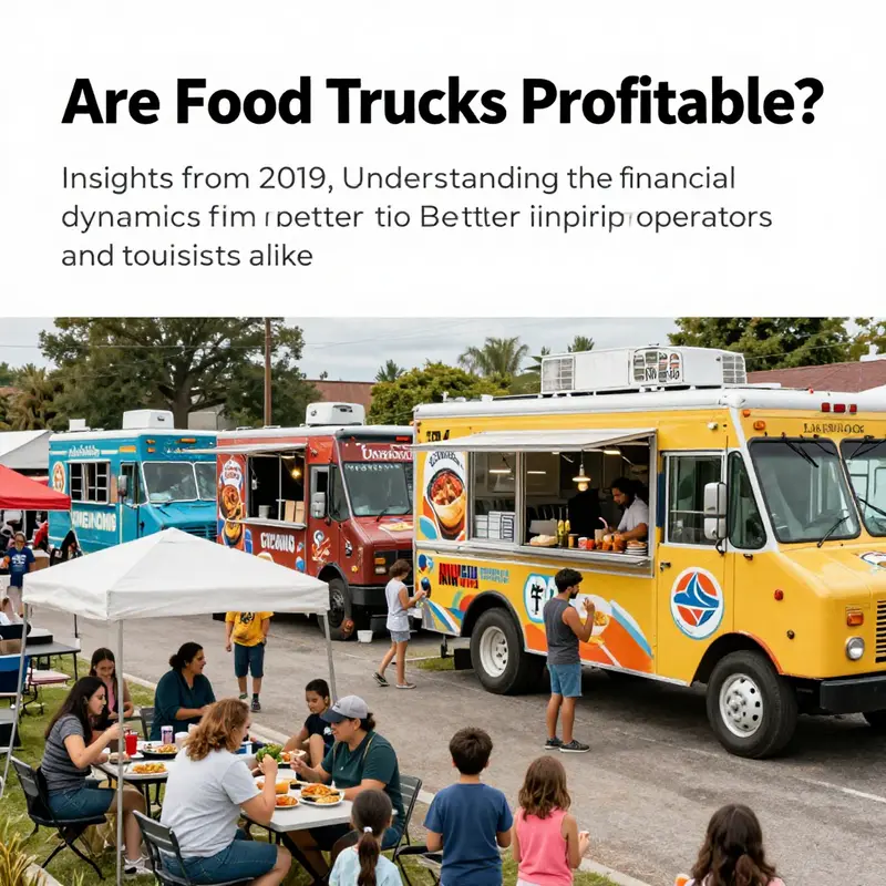 A food festival scene with several food trucks and families enjoying a variety of cuisine in Lakewood.
