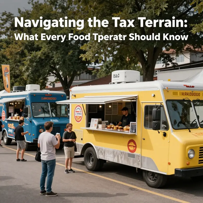A bustling food truck festival in Lakewood, with various trucks and customers enjoying diverse food offerings.